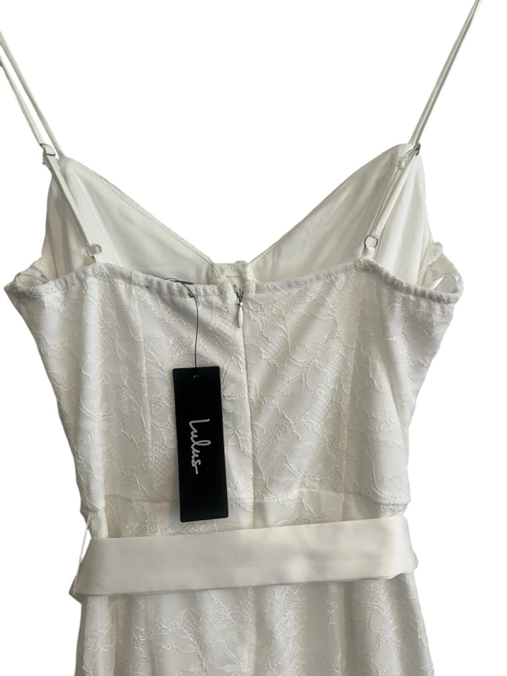 Lulus White Lace Bustier Midi Dress NWT Small Sweetheart Tie Waist - Picture 13 of 15